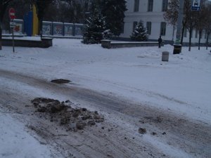 Фото: У вихідний центр Полтави від снігу не розчистили