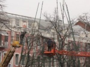 У Полтаві почали встановлювати головну міську ялинку