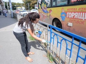 Фото: У Полтаві розфарбували ще один паркан у національні кольори