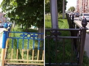 Фото: Чорним по жовтому і блакитному